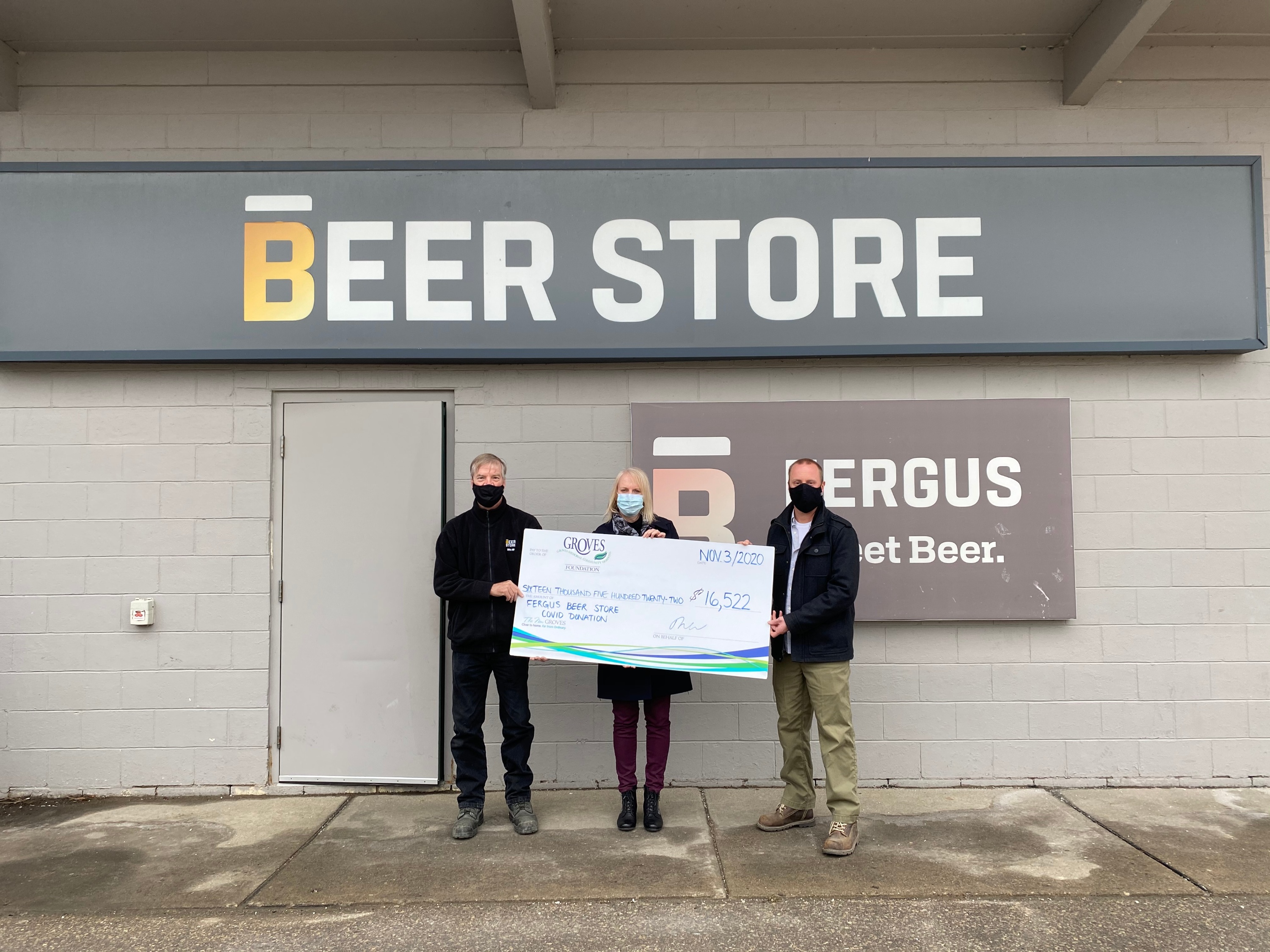 We are so grateful to share that the Fergus Beer Store & Elora Beer Store collectively raised over $16,500 for Groves' COVID Relief Fund! Funds were raised through empty bottle returns along with donations from customers. This charitable initiative ran for only 4 months from June to September - WOW!  Thank you to both teams and customers at the Fergus & Elora location for being so giving. We are so proud to be part of this community!